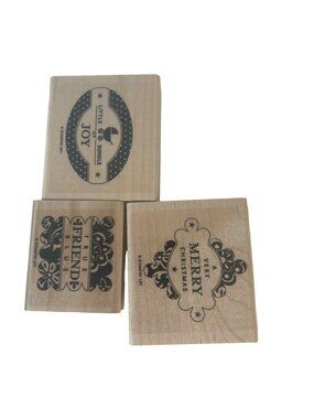 Stampin Up Set Of 3 Rubber Wood  Stamps Christmas Friend Baby Bundle